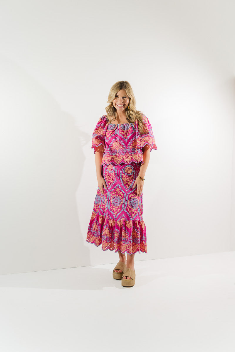 Square Neck Embroidered Top