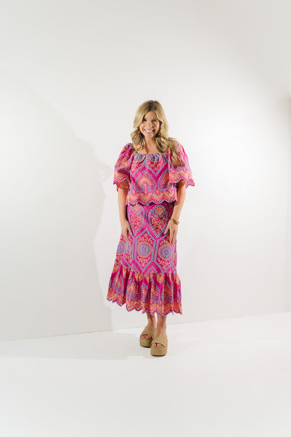 Square Neck Embroidered Top