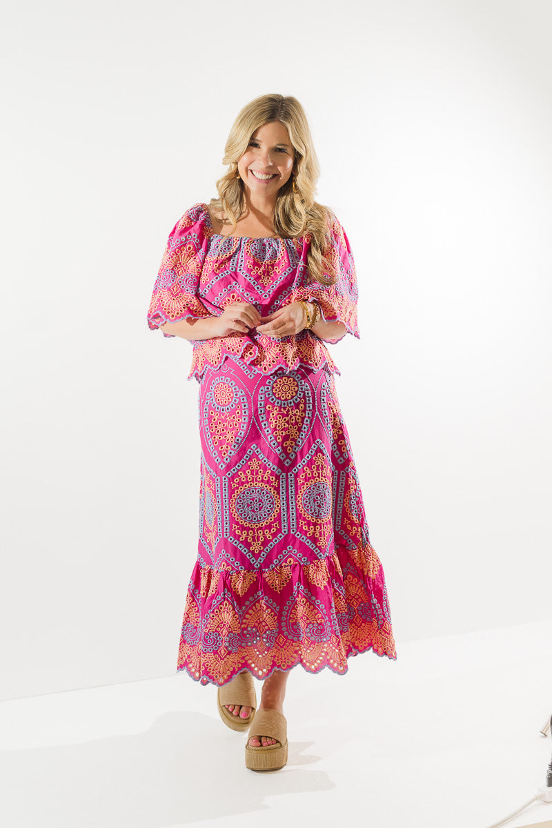 Square Neck Embroidered Top