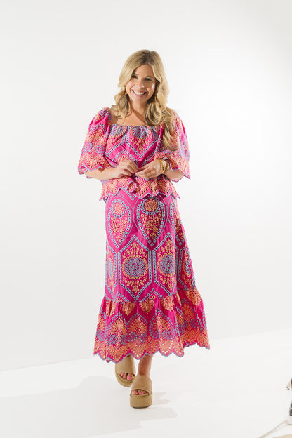 Square Neck Embroidered Top