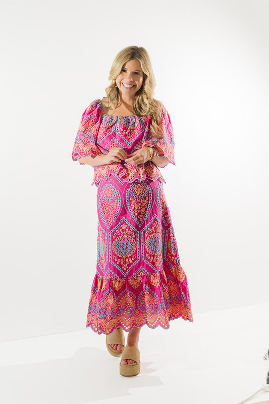 Embroidered Maxi Skirt