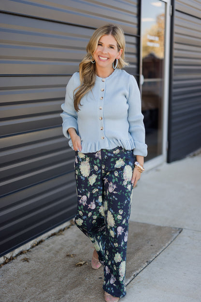 Navy Floral Jeans