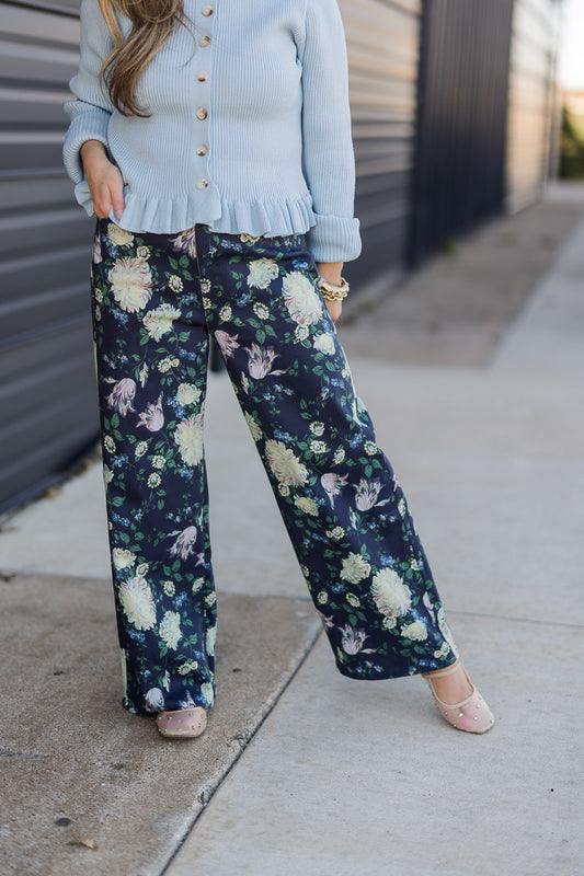 Navy Floral Jeans