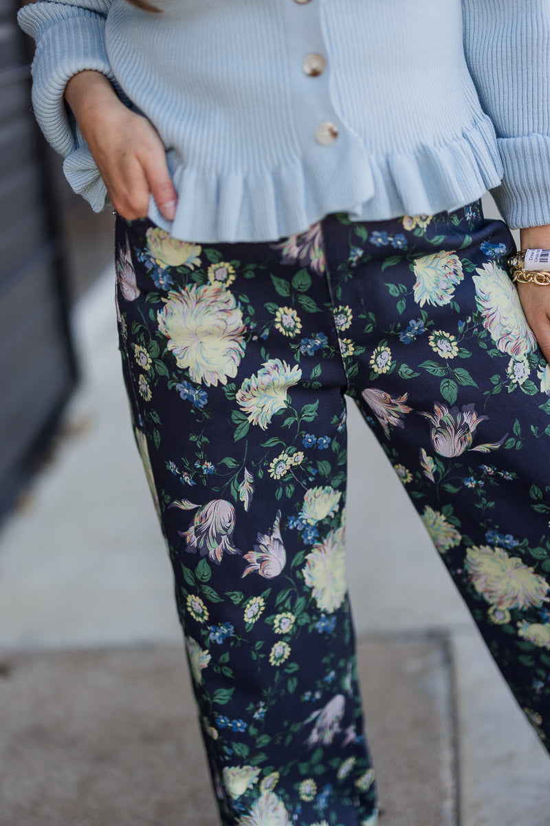 Navy Floral Jeans