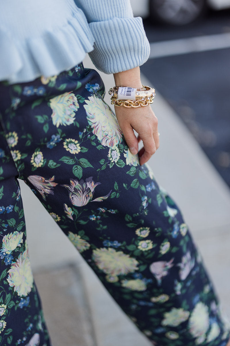 Navy Floral Jeans