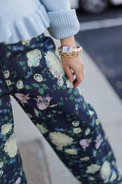 Navy Floral Jeans