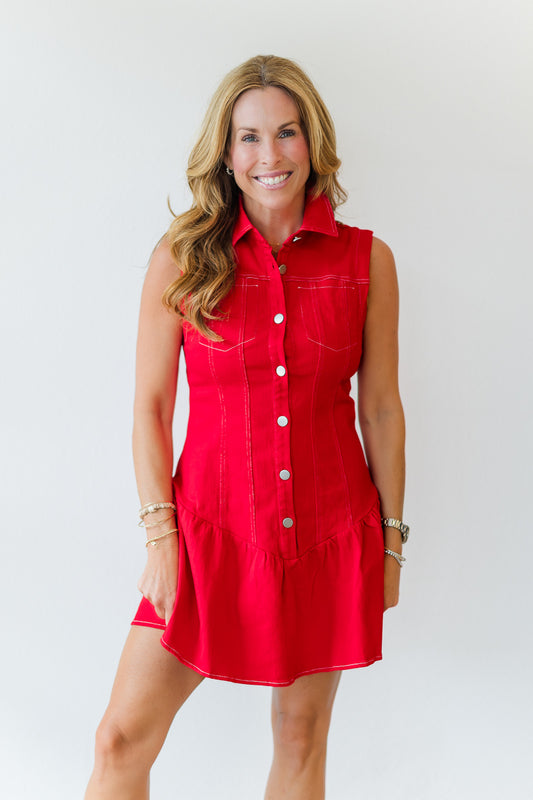 Game Day Mini Dress w/Shorts Lining in Red