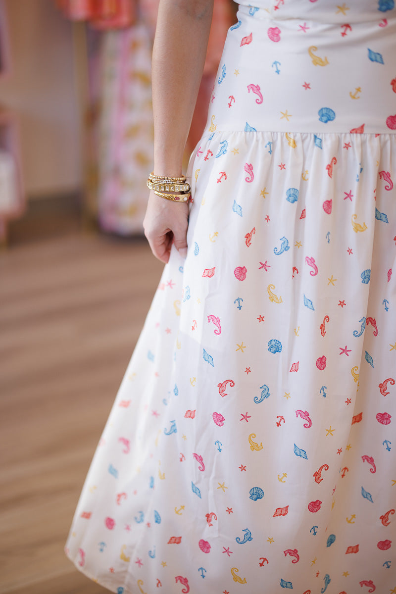 Coastal Print Smocked Top