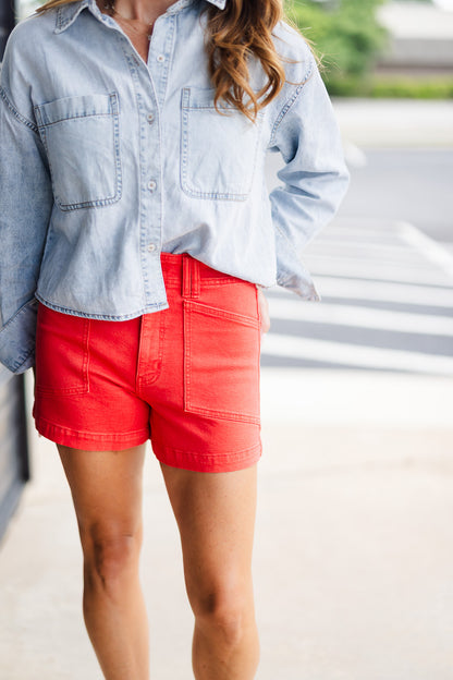 VALLEY GIRL HIGH RISE SHORT IN CHERRY
