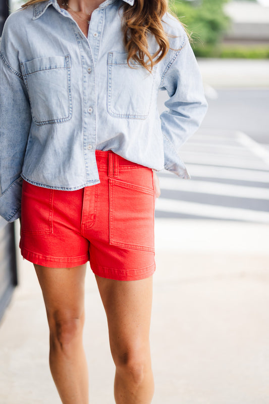 VALLEY GIRL HIGH RISE SHORT IN CHERRY