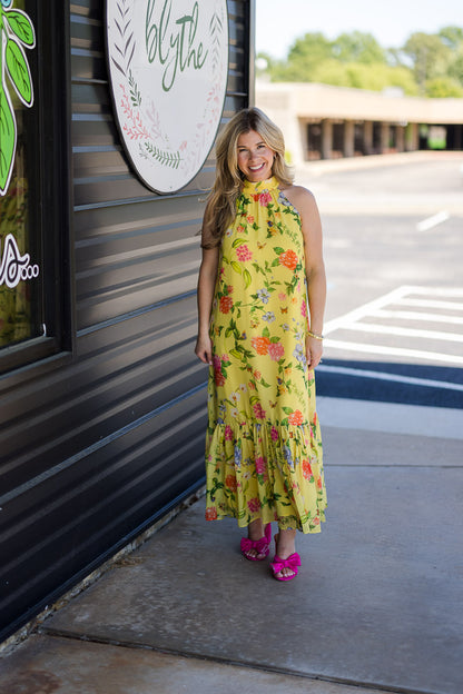 Perry Dress in Yellow Parterre