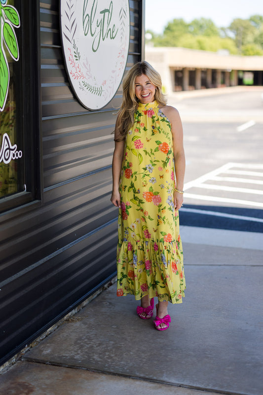 Perry Dress in Yellow Parterre