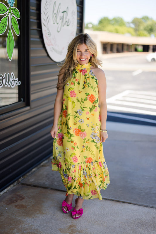 Perry Dress in Yellow Parterre