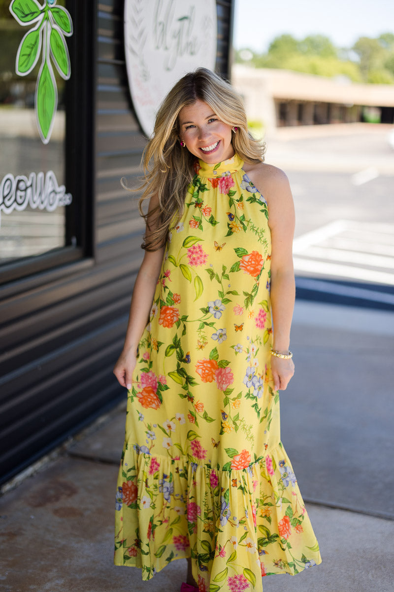 Perry Dress in Yellow Parterre