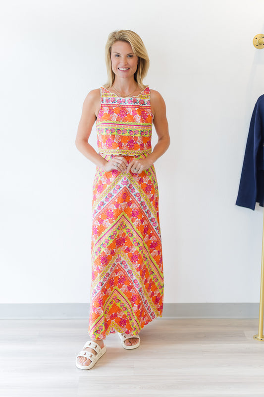 Anita Skirt in Rosebud Ribbon Stripe