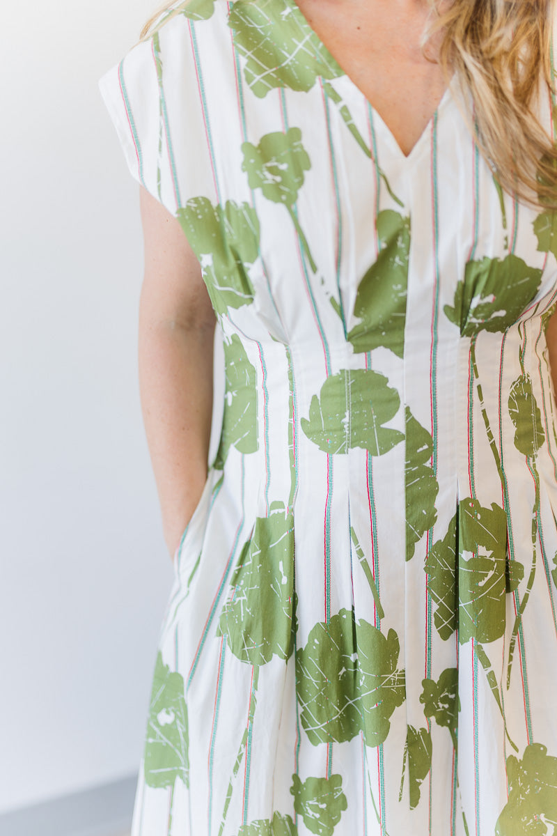 Green Garden Stroll Midi Dress