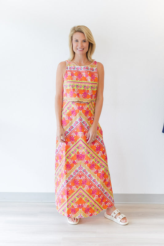 FINAL SALE Anita Skirt in Rosebud Ribbon Stripe