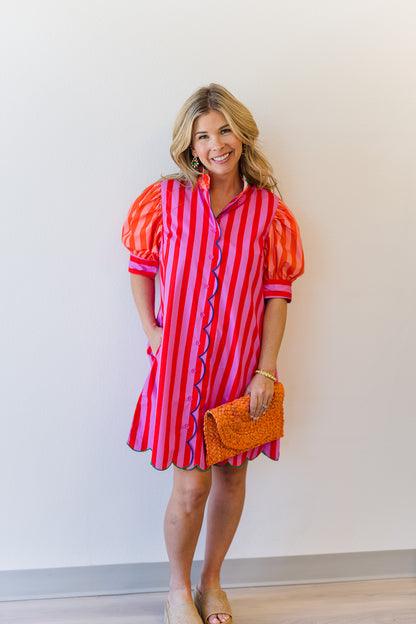 Wylie Stripe Ruffle Dress