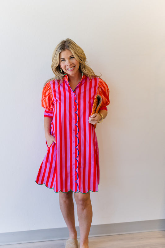 Wylie Stripe Ruffle Dress