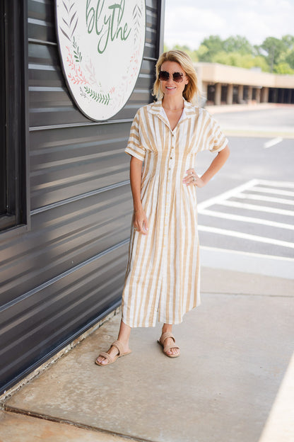 Georgia Dress in Sand Stripe