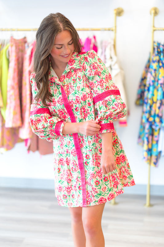 FINAL SALE Delany Dress in Garden Cheetah