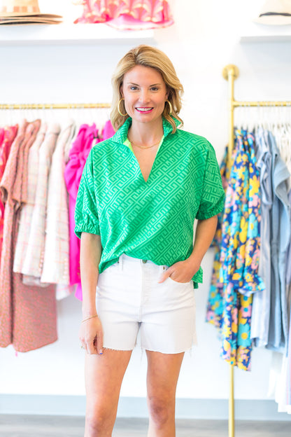 Poppy Top in Fairway Green Monogram