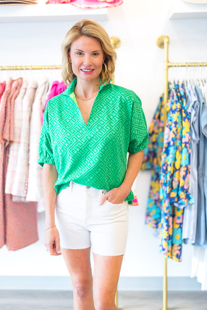 Poppy Top in Fairway Green Monogram