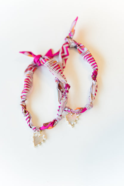 Barry Heart Bandana Scarf Necklace in Pink