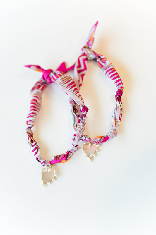 Barry Heart Bandana Scarf Necklace in Pink