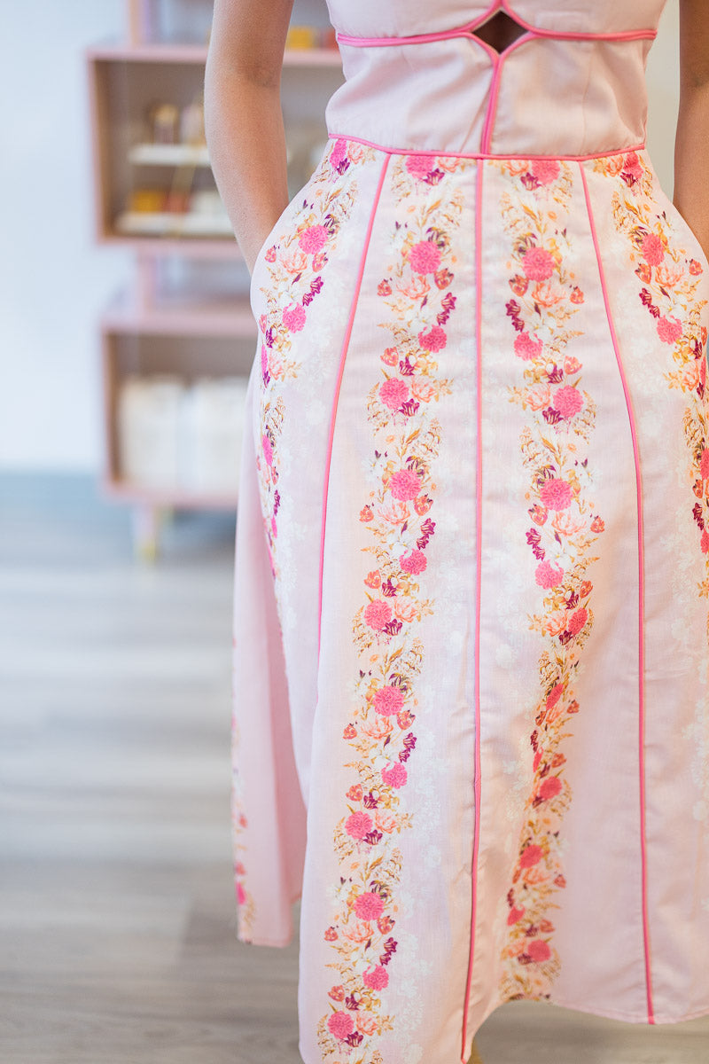 Cassidy Floral Piping Dress