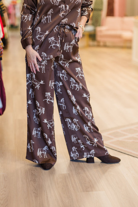 Horse Print Satin Pants