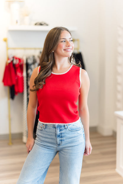 Embroidered Knit Tank Top