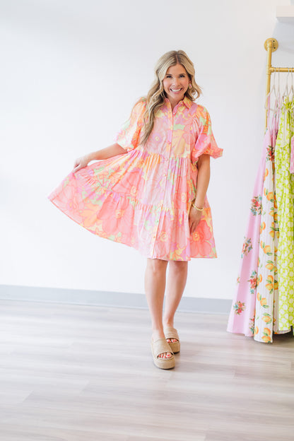 Jovi Sunset Sorbet Swing Dress