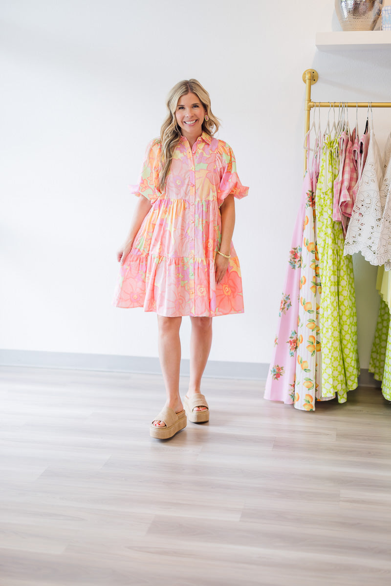 Jovi Sunset Sorbet Swing Dress