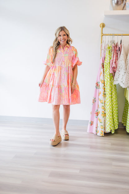Jovi Sunset Sorbet Swing Dress