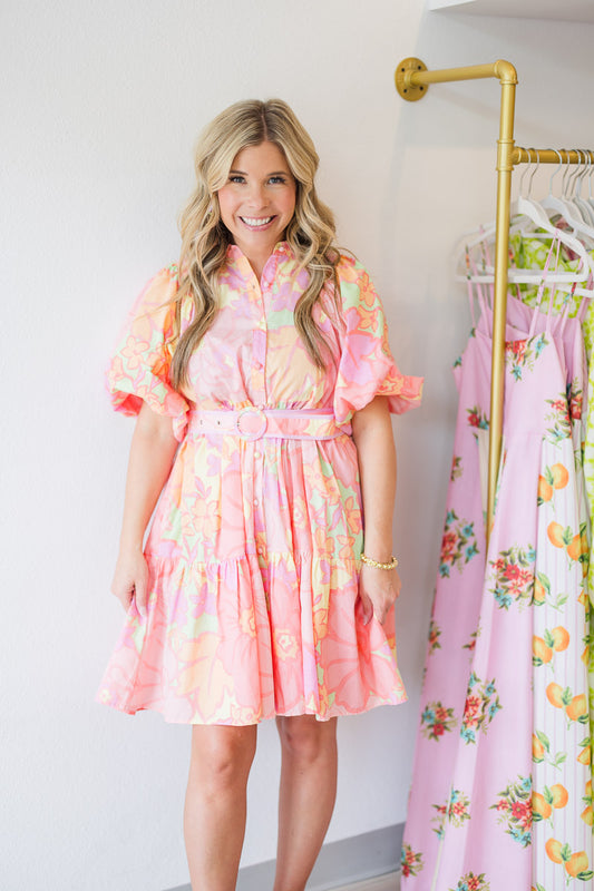 Jovi Sunset Sorbet Swing Dress