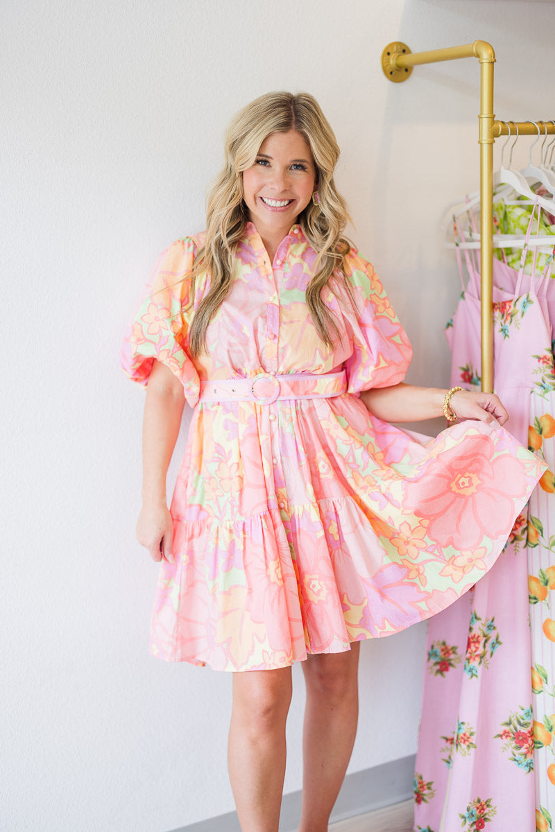 Jovi Sunset Sorbet Swing Dress