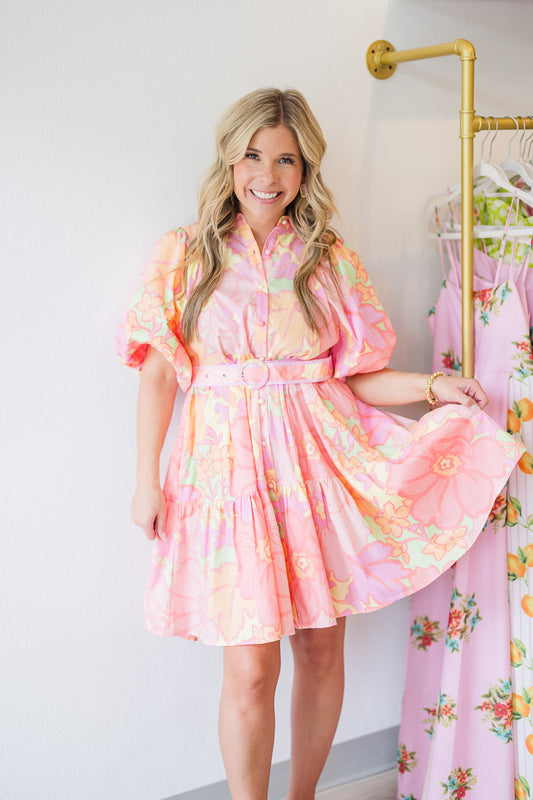 Jovi Sunset Sorbet Swing Dress