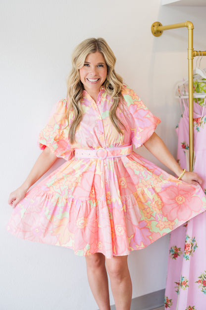Jovi Sunset Sorbet Swing Dress