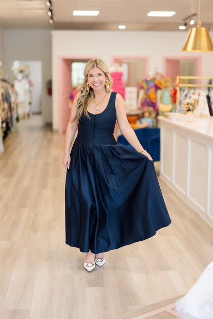Cotton Sateen Midi Dress