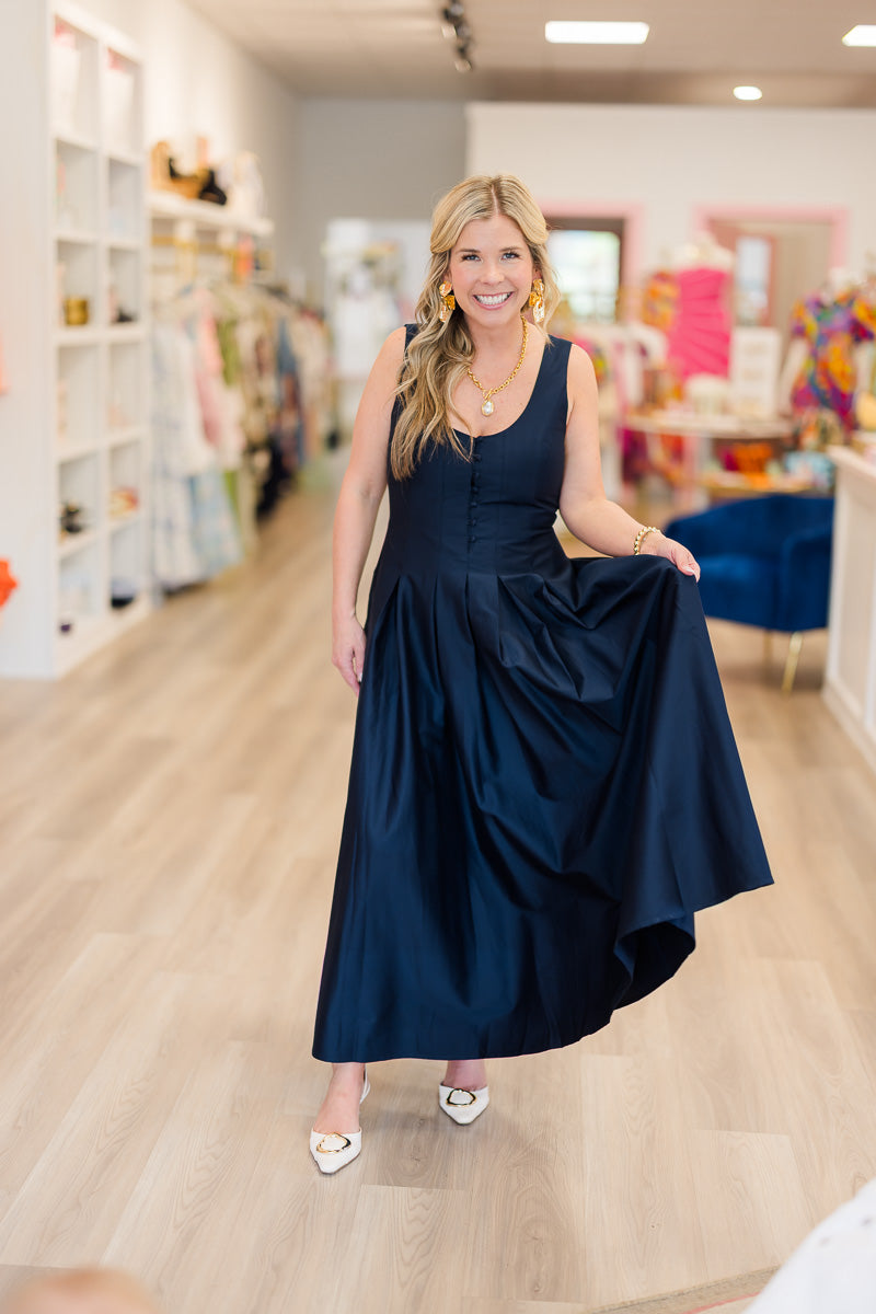 Cotton Sateen Midi Dress