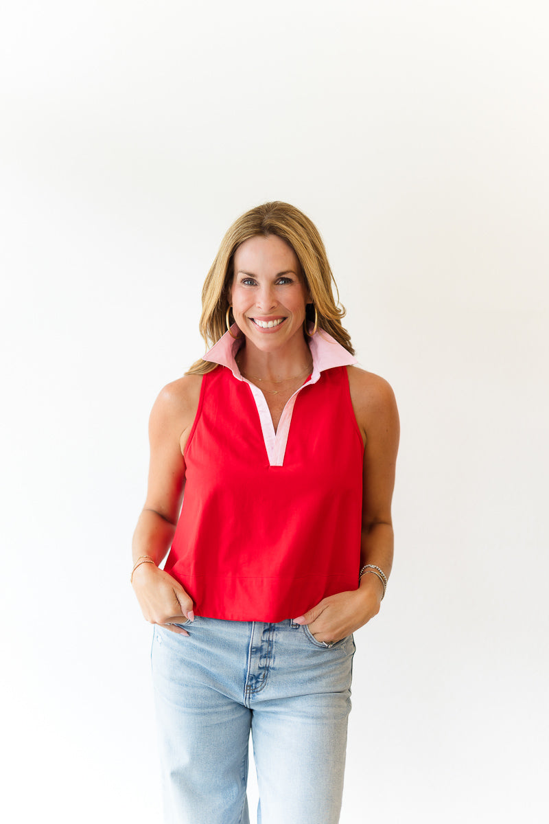 Relaxed Cotton Poplin Collar Top