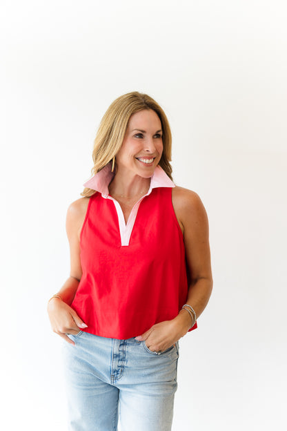 Relaxed Cotton Poplin Collar Top