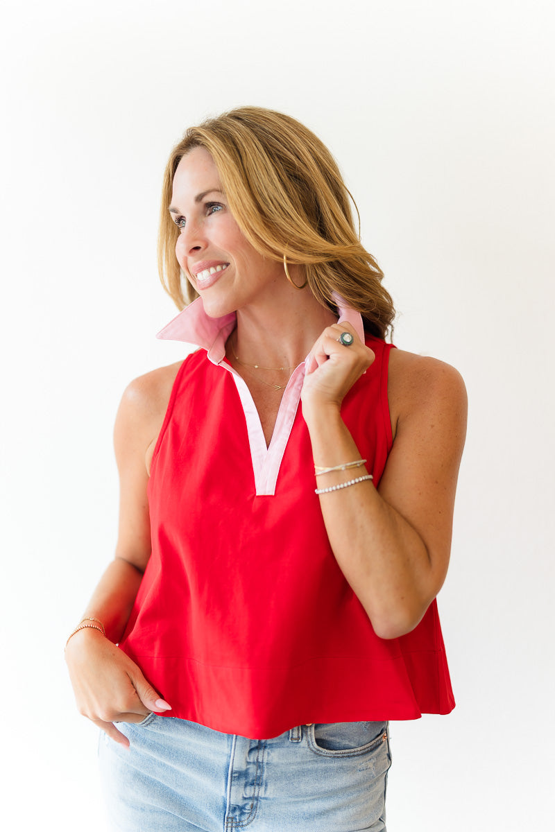 Relaxed Cotton Poplin Collar Top