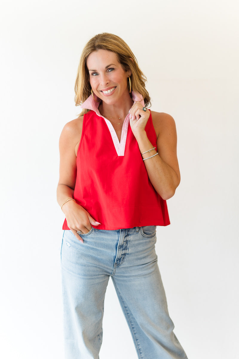 Relaxed Cotton Poplin Collar Top