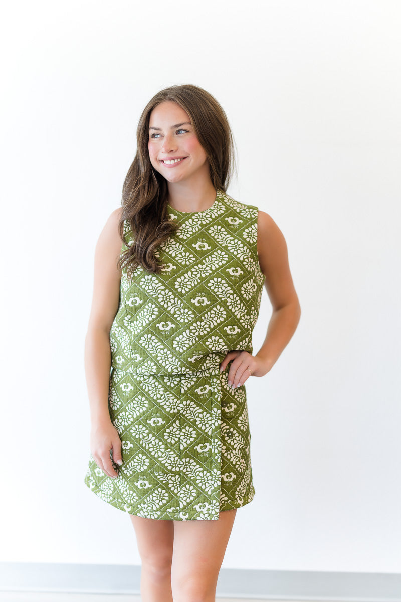 Powell Skirt in Jacquard Olive