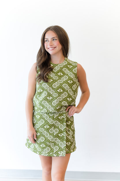 Powell Skirt in Jacquard Olive