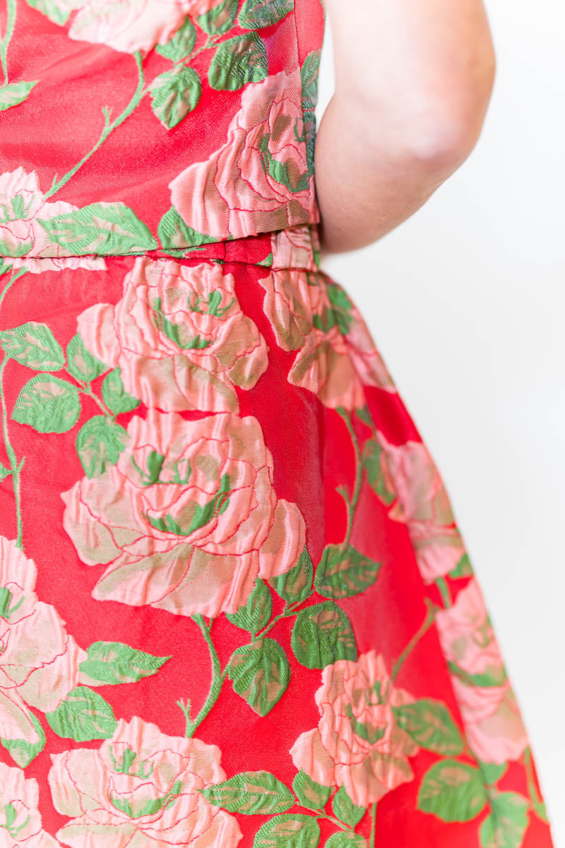 FINAL SALE Tulip Midi Skirt in Red Rose