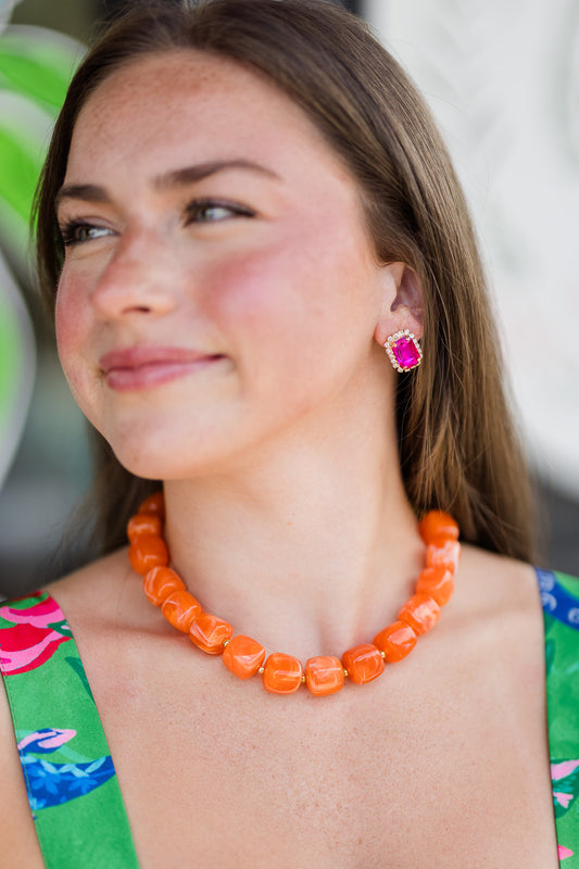 Clementine Orange Cube Necklace