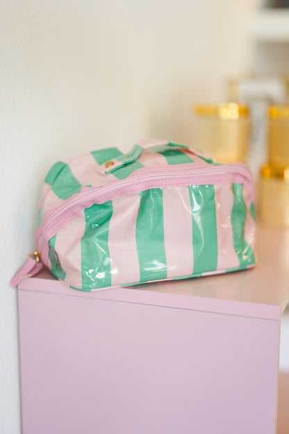 Pink/Green Open Flat Makeup Pouch